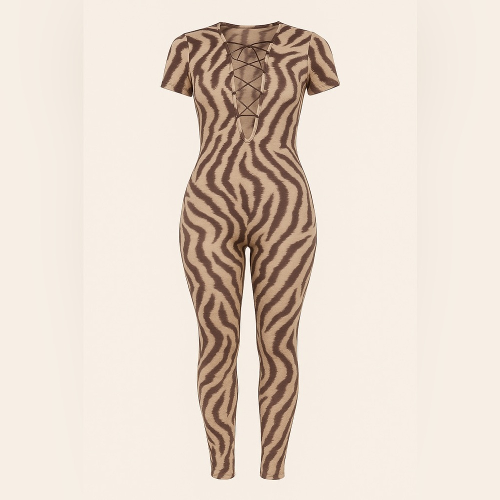 On The Prowl Printed Lace-Up Jumpsuit
